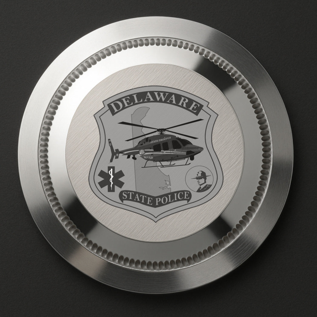 CUSTOM WHITE YACHT RACER, Trooper wings logo, back engraving, 3 link