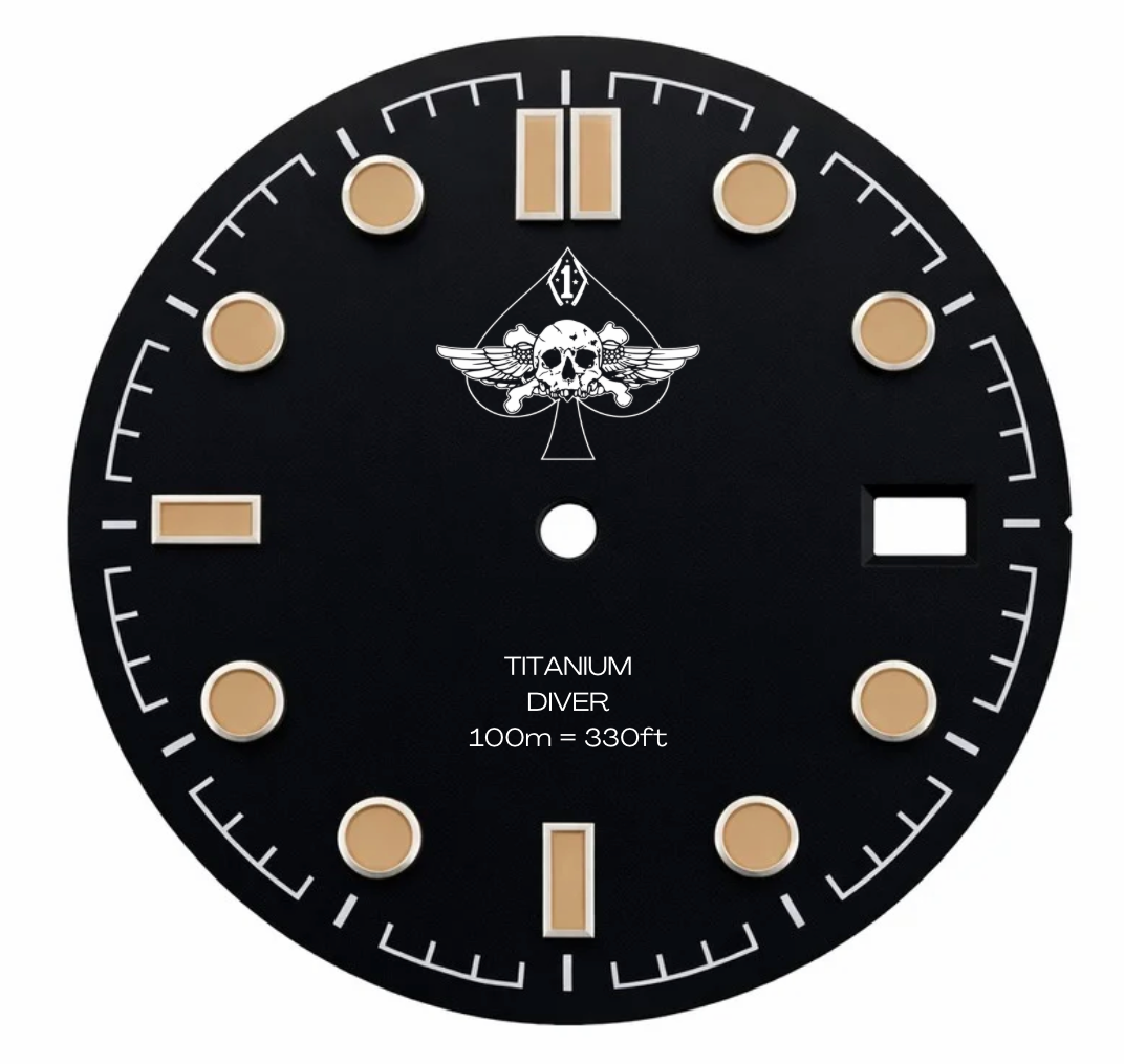 CUSTOM TAN TITANIUM, SPADE SKULL LOGO