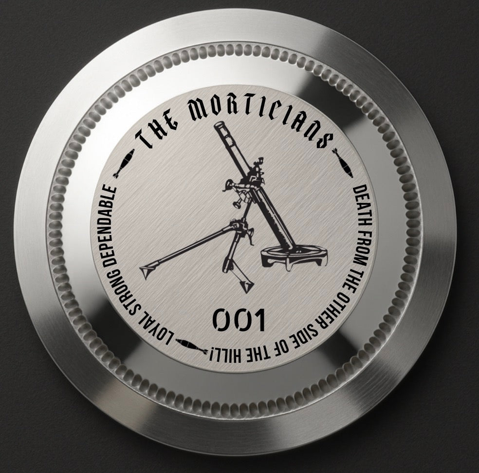 CUSTOM BLACK DIVE PROFESSIONAL, morticians dial, sword hands, date, no cyclops, back engraving