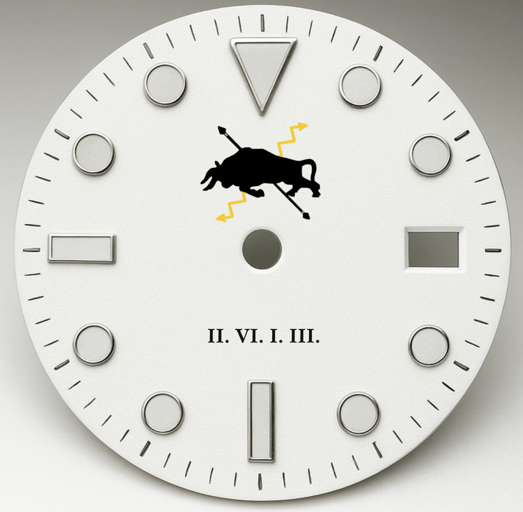 CUSTOM WHITE DIAL RED DIVE PROFESSIONAL, bull logo, back engraving, 3 link
