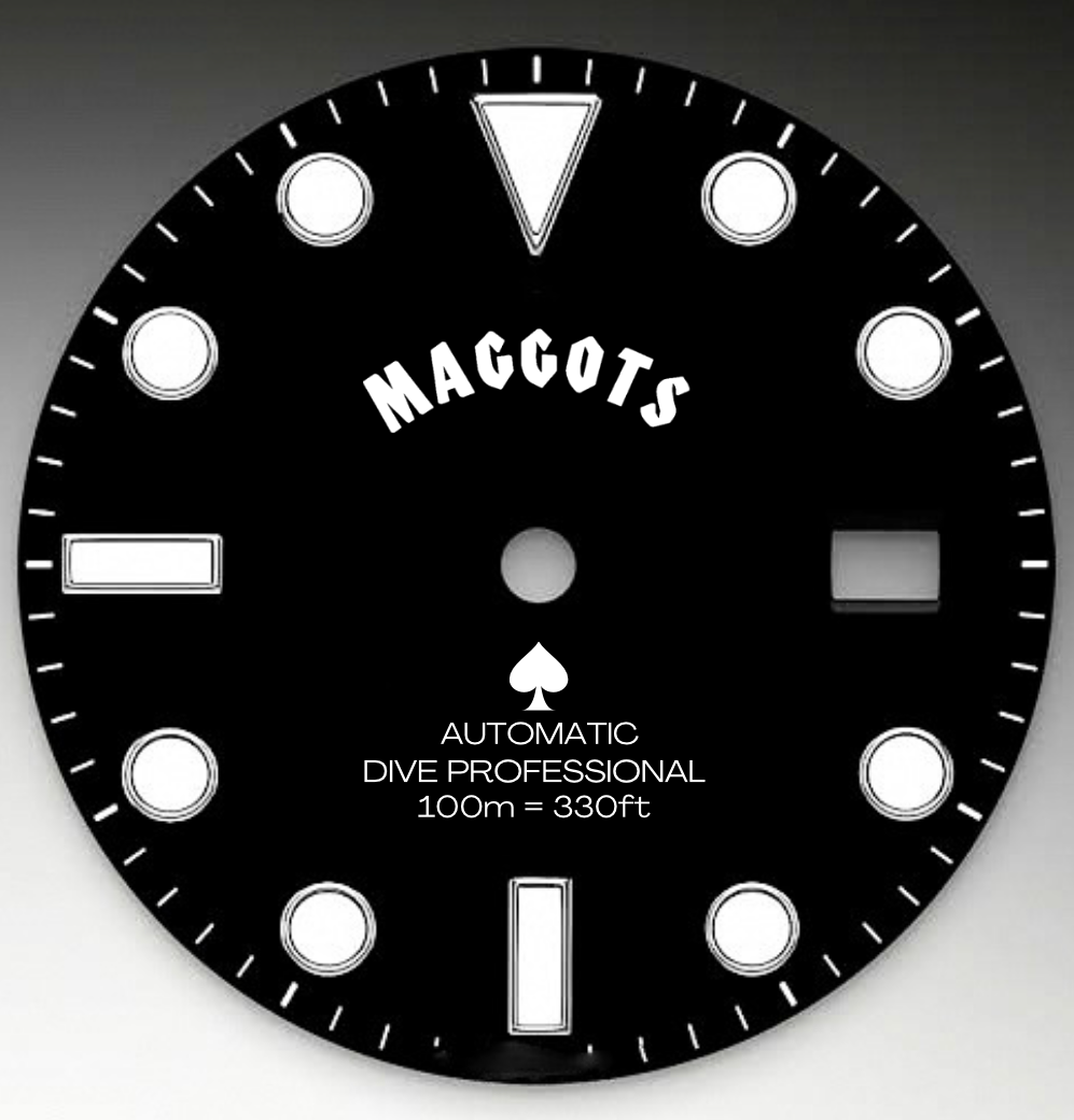CUSTOM MAGGOTS MORTAR STEALTH DIVE PRO, back engraving, rubber strap