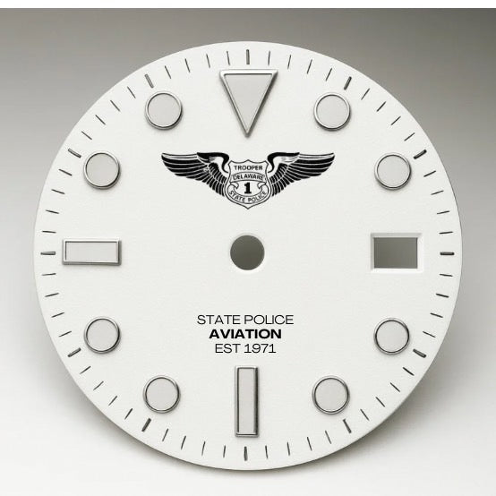 CUSTOM WHITE YACHT RACER, Trooper wings logo, back engraving, 3 link