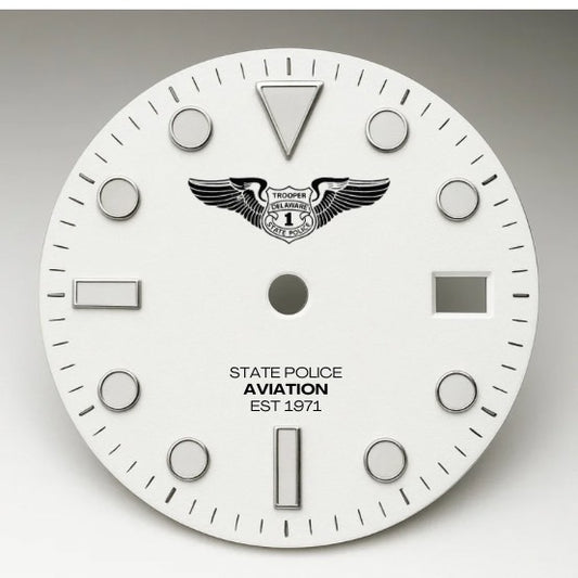 CUSTOM WHITE YACHT RACER, Trooper wings logo, back engraving, 3 link