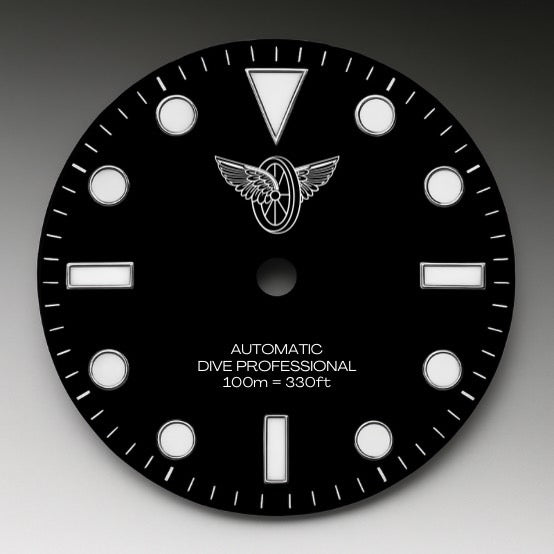 CUSTOM NO DATE DIVE PROFESSIONAL, Alabama sheriff engraving, wheel wing dial logo