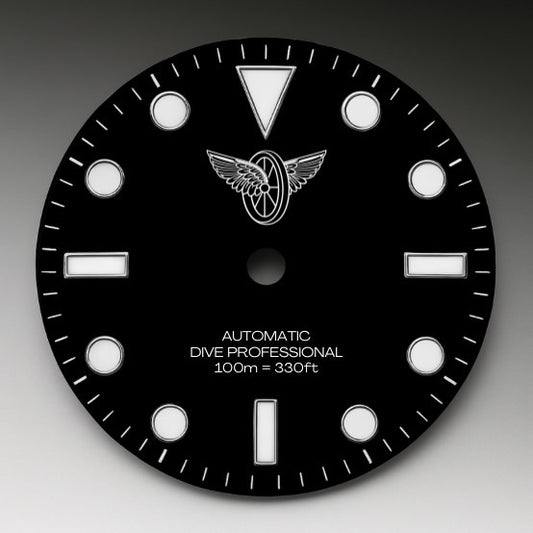 CUSTOM NO DATE DIVE PROFESSIONAL, Alabama sheriff engraving, wheel wing dial logo