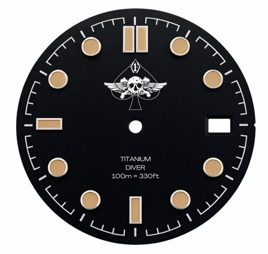 CUSTOM TAN TITANIUM, SPADE SKULL LOGO