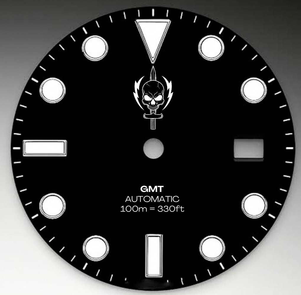 CUSTOM SKULL SWORD NEW ORLEANS POLICE LOGO WATCH, BACK ENGRAVING