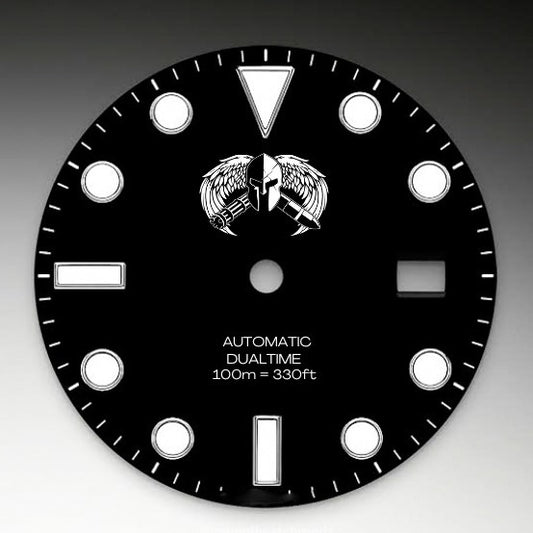 CUSTOM SPRITE DUALTIME, ares dial, back engraving, 3 link bracelet